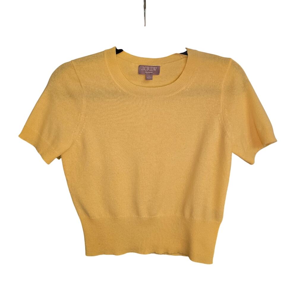 J.Crew Cashmere Sweater Butter Yellow 100% Cashmere Short Sleeve Crewneck Top